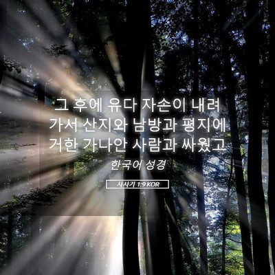 Picture 05 - 사사기 1:9 KOR - 그 후에 유다 자손이 내려가서 - Bible Verse Picture