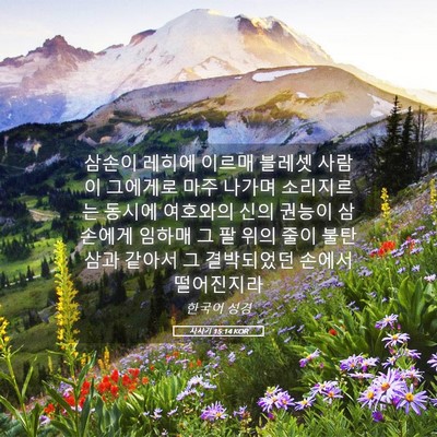 Picture 05 - 사사기 15:14 KOR - 삼손이 레히에 이르매 블레셋 사람이 - Bible Verse Picture