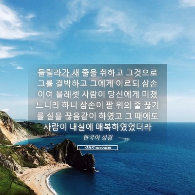 Picture 05 - 사사기 16:12 KOR - 들릴라가 새 줄을 취하고 그것으로 - Bible Verse Picture