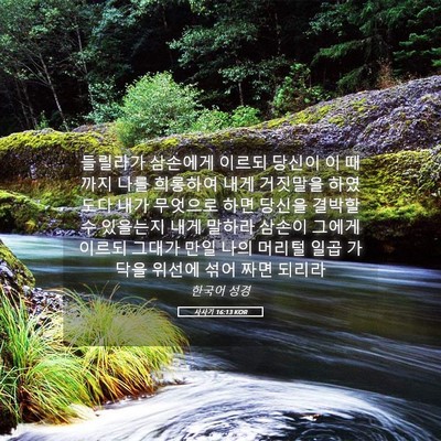 Picture 05 - 사사기 16:13 KOR - 들릴라가 삼손에게 이르되 당신이 이 - Bible Verse Picture