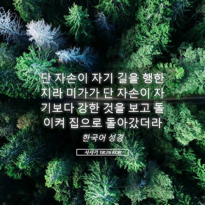 Picture 05 - 사사기 18:26 KOR - 단 자손이 자기 길을 행한지라 - Bible Verse Picture