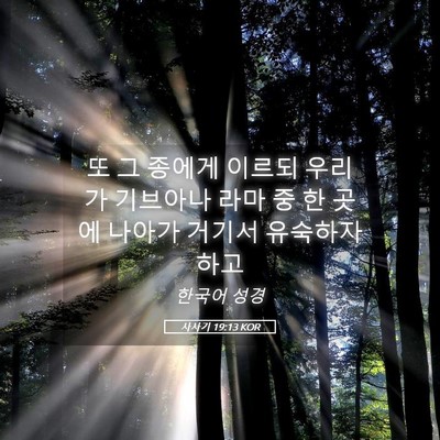 Picture 05 - 사사기 19:13 KOR - 또 그 종에게 이르되 우리가 - Bible Verse Picture