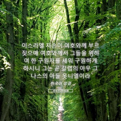 Picture 05 - 사사기 3:9 KOR - 이스라엘 자손이 여호와께 - Bible Verse Picture