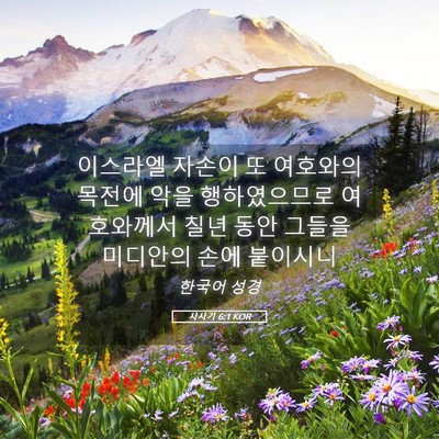 Picture 05 - 사사기 6:1 KOR - 이스라엘 자손이 또 여호와의 목전에 - Bible Verse Picture