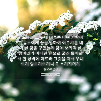 Picture 05 - 사사기 7:13 KOR - 기드온이 그 곳에 이른즉 어떤 - Bible Verse Picture