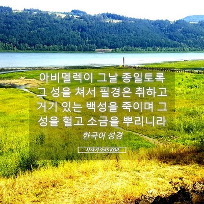 Picture 05 - 사사기 9:45 KOR - 아비멜렉이 그날 종일토록 그 성을 - Bible Verse Picture