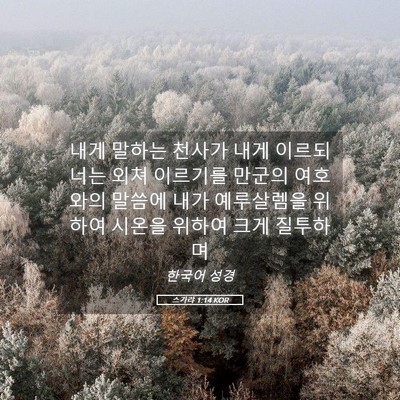 Picture 05 - 스가랴 1:14 KOR - 내게 말하는 천사가 내게 이르되 - Bible Verse Picture