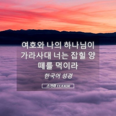 Picture 05 - 스가랴 11:4 KOR - 여호와 나의 하나님이 가라사대 너는 - Bible Verse Picture