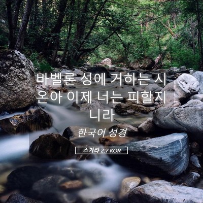 Picture 05 - 스가랴 2:7 KOR - 바벨론 성에 거하는 시온아 이제 - Bible Verse Picture