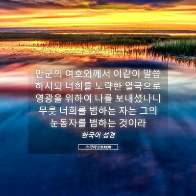 Picture 05 - 스가랴 2:8 KOR - 만군의 여호와께서 이같이 - Bible Verse Picture