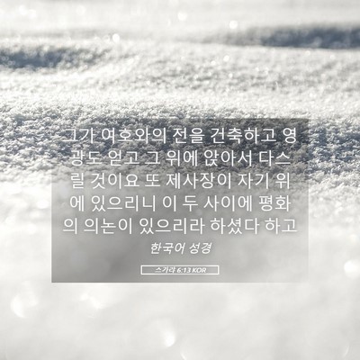 Picture 05 - 스가랴 6:13 KOR - 그가 여호와의 전을 건축하고 영광도 - Bible Verse Picture