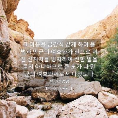 Picture 05 - 스가랴 7:12 KOR - 그 마음을 금강석 같게 하여 율법과 - Bible Verse Picture