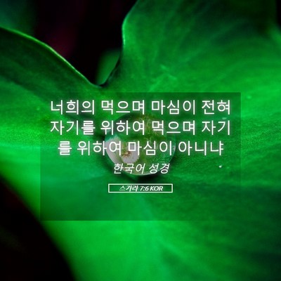 Picture 05 - 스가랴 7:6 KOR - 너희의 먹으며 마심이 전혀 자기를 - Bible Verse Picture