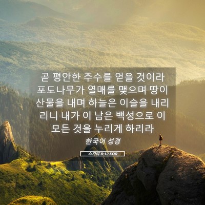 Picture 05 - 스가랴 8:12 KOR - 곧 평안한 추수를 얻을 것이라 - Bible Verse Picture