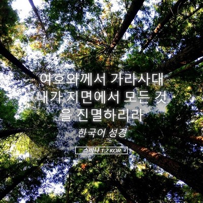 Picture 05 - 스바냐 1:2 KOR - 여호와께서 가라사대 내가 지면에서 - Bible Verse Picture