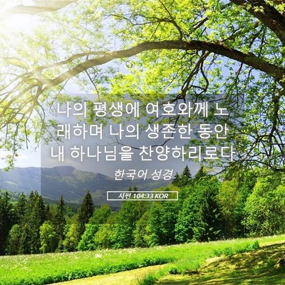 Picture 05 - 시편 104:33 KOR - 나의 평생에 여호와께 노래하며 나의 - Bible Verse Picture