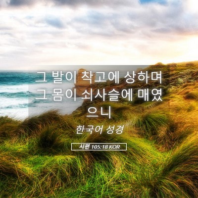 Picture 05 - 시편 105:18 KOR - 그 발이 착고에 상하며 그 몸이 - Bible Verse Picture