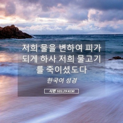 Picture 05 - 시편 105:29 KOR - 저희 물을 변하여 피가 되게 하사 - Bible Verse Picture