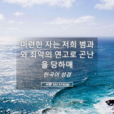 Picture 05 - 시편 107:17 KOR - 미련한 자는 저희 범과와 죄악의 - Bible Verse Picture