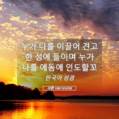 Picture 05 - 시편 108:10 KOR - 누가 나를 이끌어 견고한 성에 - Bible Verse Picture