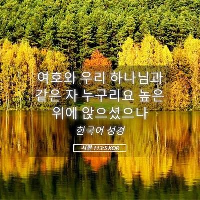 Picture 05 - 시편 113:5 KOR - 여호와 우리 하나님과 같은 자 - Bible Verse Picture
