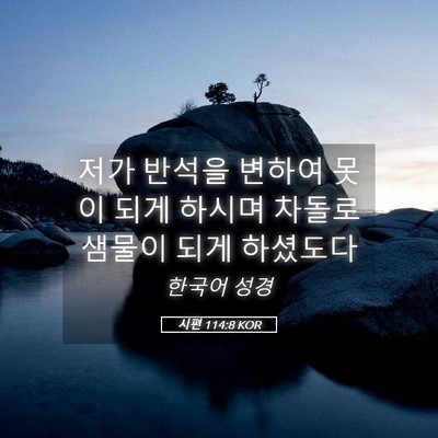 Picture 05 - 시편 114:8 KOR - 저가 반석을 변하여 못이 되게 - Bible Verse Picture
