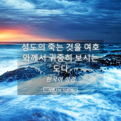 Picture 05 - 시편 116:15 KOR - 성도의 죽는 것을 여호와께서 귀중히 - Bible Verse Picture