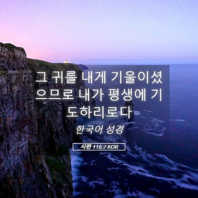 Picture 05 - 시편 116:2 KOR - 그 귀를 내게 기울이셨으므로 내가 - Bible Verse Picture