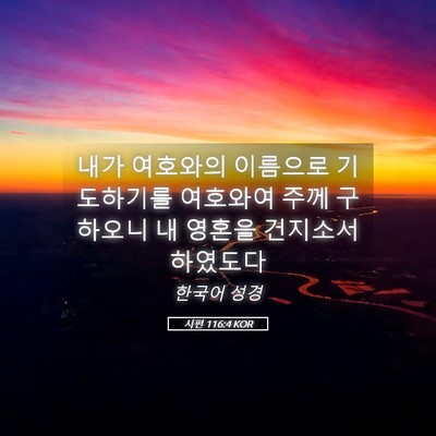 Picture 05 - 시편 116:4 KOR - 내가 여호와의 이름으로 기도하기를 - Bible Verse Picture