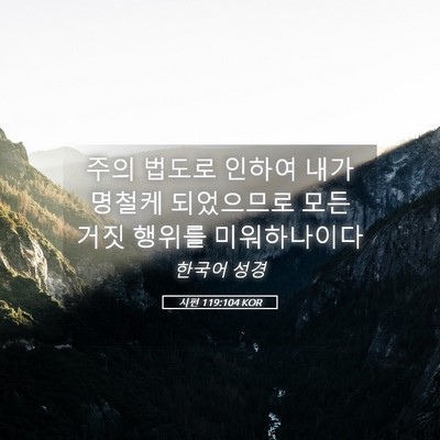 Picture 05 - 시편 119:104 KOR - 주의 법도로 인하여 내가 명철케 - Bible Verse Picture