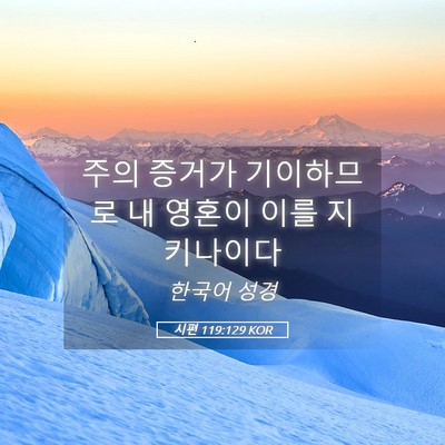 Picture 05 - 시편 119:129 KOR - 주의 증거가 기이하므로 내 영혼이 - Bible Verse Picture