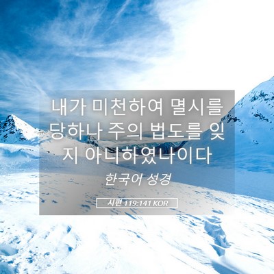 Picture 05 - 시편 119:141 KOR - 내가 미천하여 멸시를 당하나 주의 - Bible Verse Picture