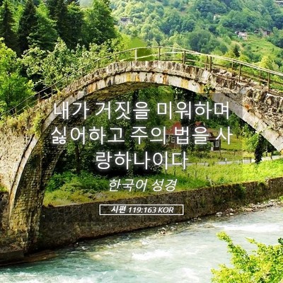 Picture 05 - 시편 119:163 KOR - 내가 거짓을 미워하며 싫어하고 주의 - Bible Verse Picture
