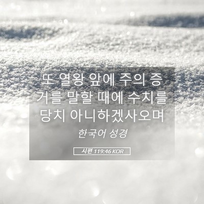 Picture 05 - 시편 119:46 KOR - 또 열왕 앞에 주의 증거를 말할 때에 - Bible Verse Picture