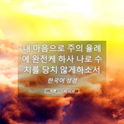 Picture 05 - 시편 119:80 KOR - 내 마음으로 주의 율례에 완전케 - Bible Verse Picture