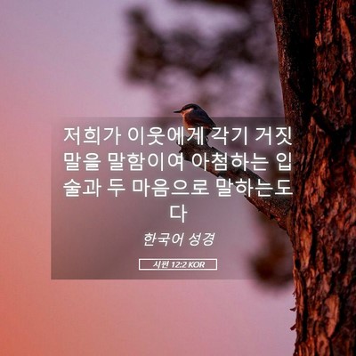 Picture 05 - 시편 12:2 KOR - 저희가 이웃에게 각기 거짓말을 - Bible Verse Picture