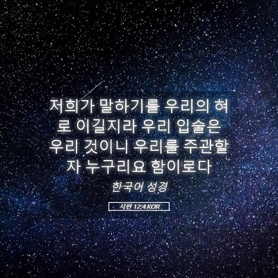 Picture 05 - 시편 12:4 KOR - 저희가 말하기를 우리의 혀로 - Bible Verse Picture