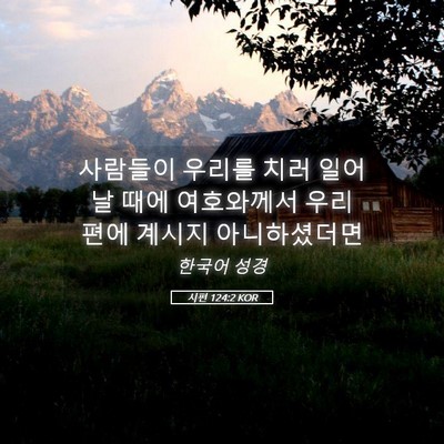Picture 05 - 시편 124:2 KOR - 사람들이 우리를 치러 일어날 때에 - Bible Verse Picture