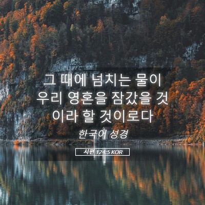 Picture 05 - 시편 124:5 KOR - 그 때에 넘치는 물이 우리 영혼을 - Bible Verse Picture