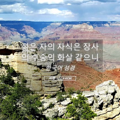 Picture 05 - 시편 127:4 KOR - 젊은 자의 자식은 장사의 수중의 - Bible Verse Picture