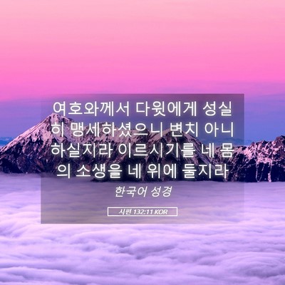 Picture 05 - 시편 132:11 KOR - 여호와께서 다윗에게 성실히 - Bible Verse Picture