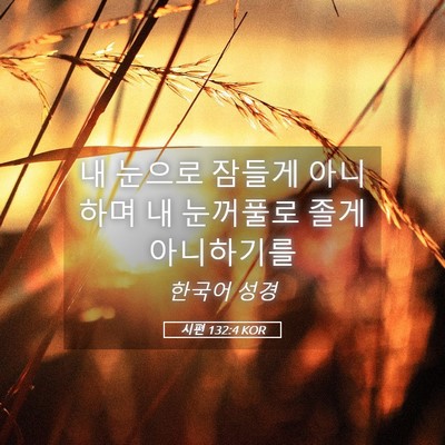 Picture 05 - 시편 132:4 KOR - 내 눈으로 잠들게 아니하며 내 - Bible Verse Picture