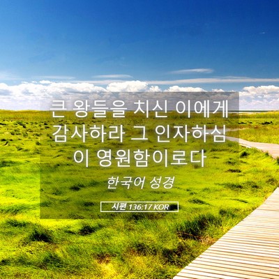 Picture 05 - 시편 136:17 KOR - 큰 왕들을 치신 이에게 감사하라 그 - Bible Verse Picture