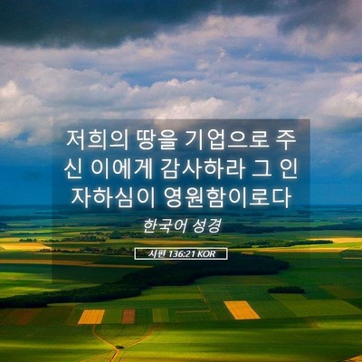 Picture 05 - 시편 136:21 KOR - 저희의 땅을 기업으로 주신 이에게 - Bible Verse Picture