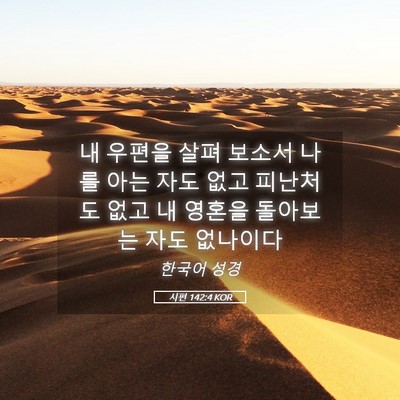 Picture 05 - 시편 142:4 KOR - 내 우편을 살펴 보소서 나를 아는 - Bible Verse Picture