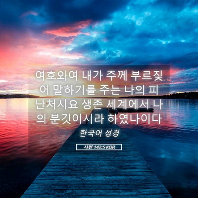 Picture 05 - 시편 142:5 KOR - 여호와여 내가 주께 부르짖어 - Bible Verse Picture