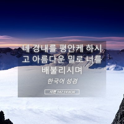 Picture 05 - 시편 147:14 KOR - 네 경내를 평안케 하시고 아름다운 - Bible Verse Picture
