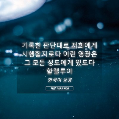 Picture 05 - 시편 149:9 KOR - 기록한 판단대로 저희에게 - Bible Verse Picture