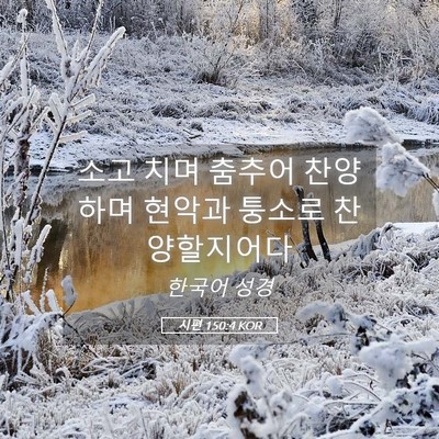 Picture 05 - 시편 150:4 KOR - 소고 치며 춤추어 찬양하며 현악과 - Bible Verse Picture