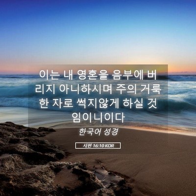 Picture 05 - 시편 16:10 KOR - 이는 내 영혼을 음부에 버리지 - Bible Verse Picture
